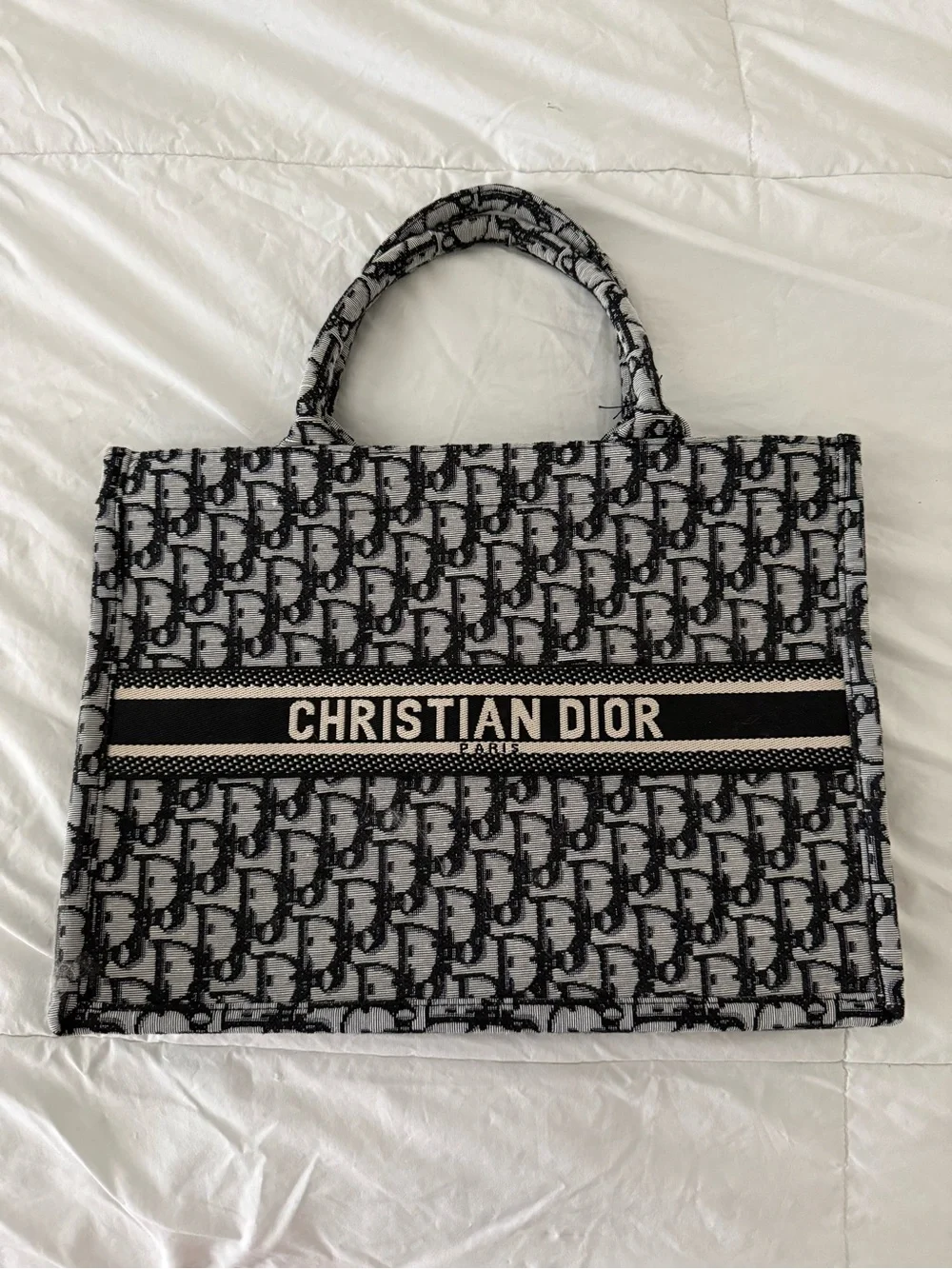Dior Oblique Canvas Tote in Black and White